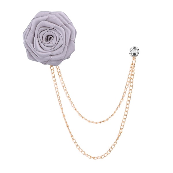 Rosblommor Kavajnål Herr Bröllop Handgjord Brosch Knapphålsblomma Marskalkar Silver gray