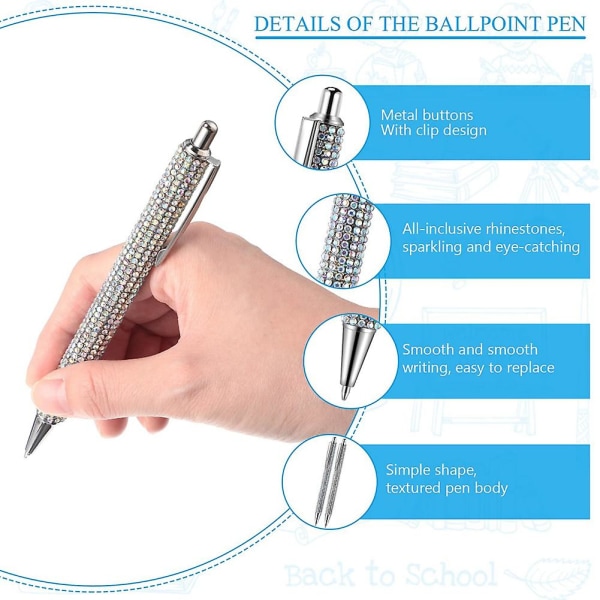 8 stk. Søde Pen Bling Diamant Jule Rhinestones Gave Metal Kuglepen Fancy Glitrende Krystal B