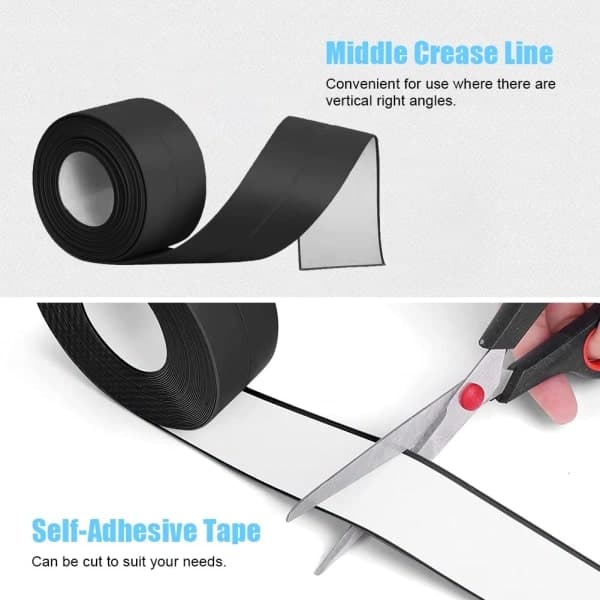 Badekarforsegling - 3,2m*55mm Selvklebende PVC Vanntett Stripe - Selvklebende Fleksibel Base Grey