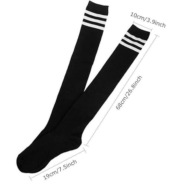 Kvinders Ekstra Lange Lårhøje Strømper Tynde Striber Tube Strømper Over Knæ Strømper Casual Høj Støvle Strømper 1 Pc Extra-l Stripes-3bk Gray