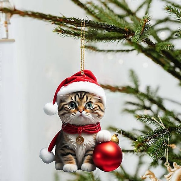 Tecknad Söt Katt 2023 Julgransprydnader Hängande Dekoration Gåva Jul Hängande Träd Personlig Hänge Festtillbehör E3
