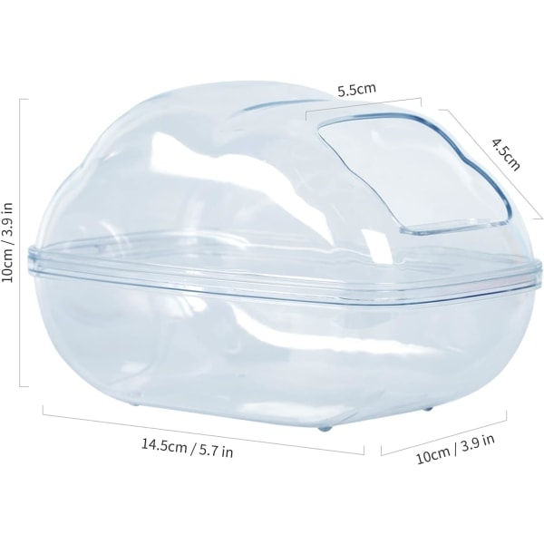 Hamster Sandbad Behållare Transparent Hamster Dammbad Kit Dvärgtoalett Set Bur Tillbehör för Små Djur, Gerbil (Blå, Medium)