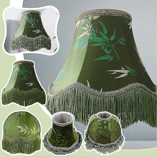 Elegantti Vihreä Lamppuvarjostin Tupsulla, Victorian Vintage Lamppuvarjostimet Retro Pöytälampun Varjostin Eurooppalainen A