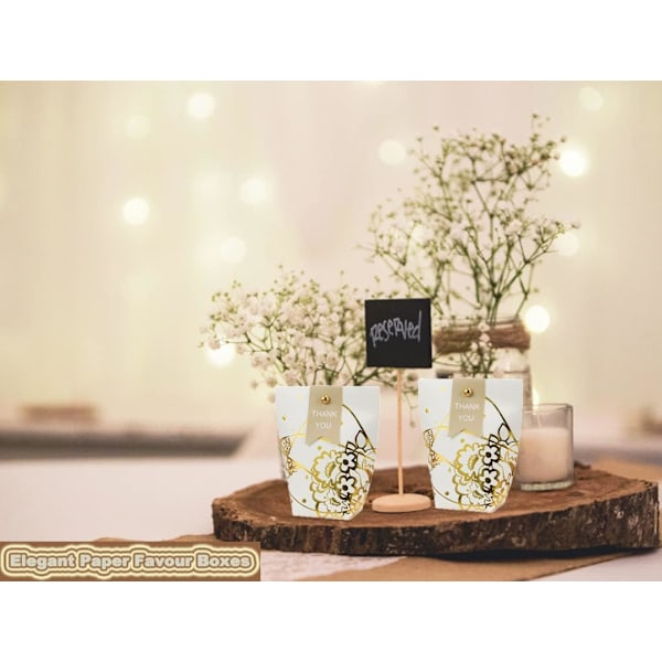50 kpl Paper Candy Boxes, Makeat Makeat -lahjapakkauksia, Juhla-lahjapusseja, Luovia Paperiherkkupakkauksia White