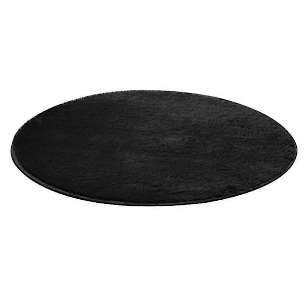 120cm Rund Fluffig Mjuk Matta Halkfri Golvmatta Mattkudde Sovrumsinredning Black