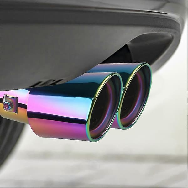 63 mm Universal Biludstødningspotte Tip Rustfrit Stål Auto Lyddæmper Halerør Ovalt Udstødningsrør Bilmodifikationstilbehør Silver Straight Bend