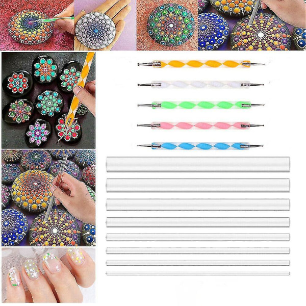 13 stk Mandala Dotting Verktøy Maleri Stein Dot Kit Stein Steinsmaling Penn