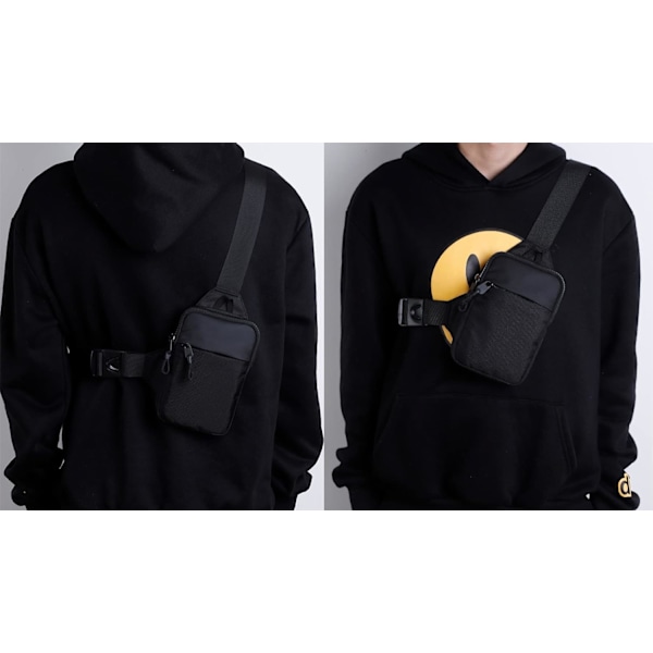 Crossbody taske med dobbelt lomme, vandafvisende og håndfri herre messenger taske, brysttaske bælte mavetaske