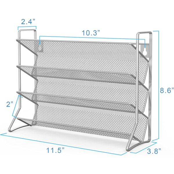 1 stk Krydderhylle Organizer 4-trinns Veggmontert Krydderholder Med Limklistremerke og Skruer silver