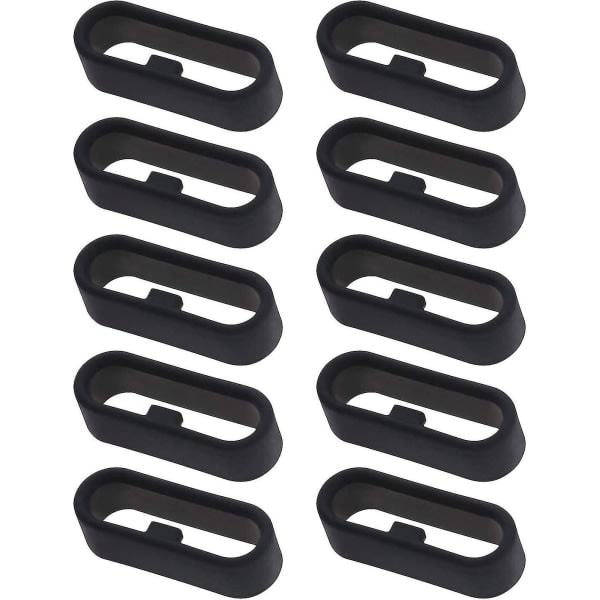 10 pcs Wristband Loop Compatible with Garmin Vivoactive 3 & Music Secure Silicone Ring - (Black)