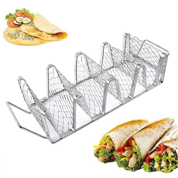 Taco-holdere i rustfrit stål Taco Shell Holder Stand til ovnbagning Rustfri Taco Bakke Plader Holder 4 Tacos Rack til sprøde skaller