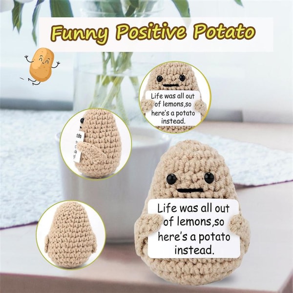 3\" Mini Hauska Positiivinen Elämän Peruna, Kannustava Mielenkiintoinen Neulotu 2 kpl Elämän Peruna 2Pcs Life Potato