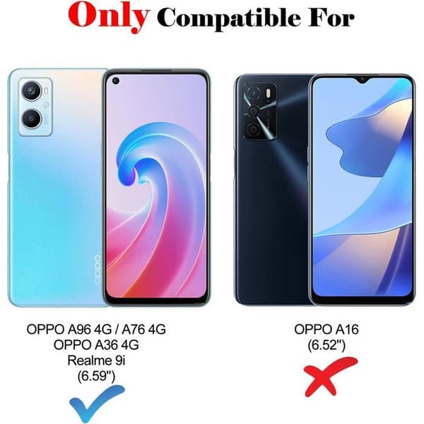 Pung Etui - 1 Stykke - PU Læder - Magnetisk Stødsikker Beskyttelse - Til Oppo A96 A76 A36 Realme 9i - Sort