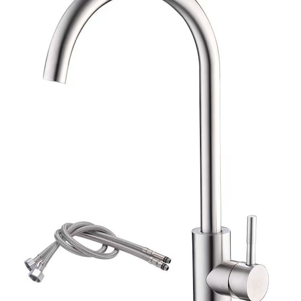 Köksblandare, Hög Svängbar Diskbänksblandare med Enkelt Handtag Electroplating big bend + tube