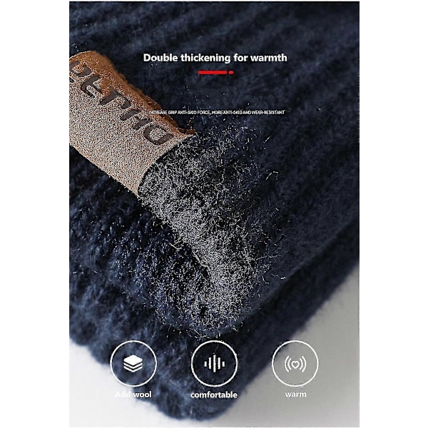Stickade vinterhandskar för dam och herr, kashmirstickade, varma tjocka handskar för höst och vinter, pekskärmskompatibla skidhandskar Navy blue
