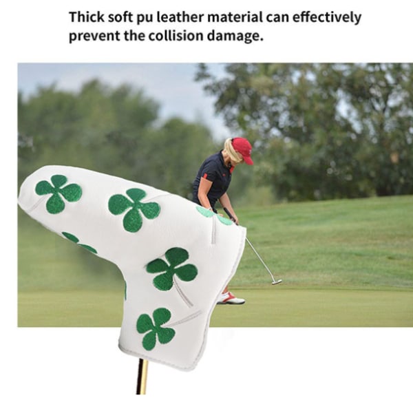Golf Putter Cover Fyrklöver Head Cover Tillbehör för golfaktivitet white