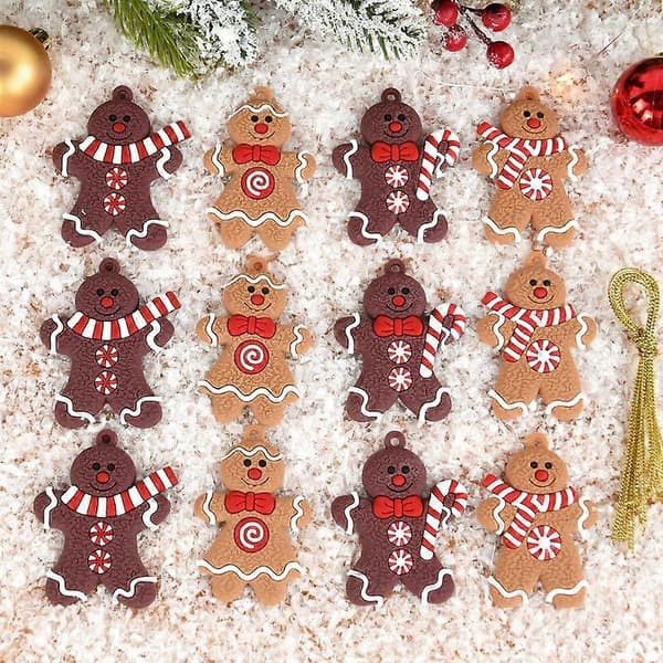 Julepeberkagemandspynt Juletræshængende Charms Vedhæng Julepynt til Hjemmet Nytårsgave Navidad 10Pcs-E