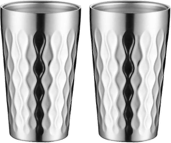 2 stk. Campingkopper i rustfrit stål | Campingsæt med kopper i rustfrit stål - 2 stk. dobbeltvæggede krus i rustfrit stål, dobbeltlagsdesign, 300 ml, stabelbare 300ml 2 Packs