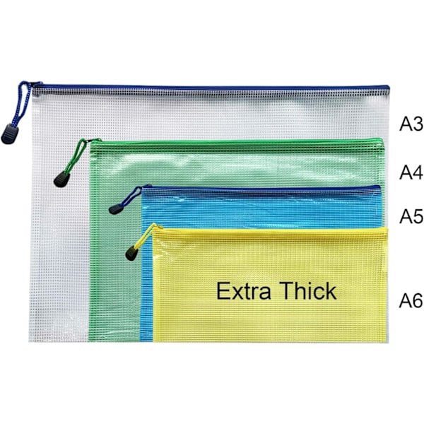 A4 Dragkedjemappar Plastfickor 5 Stycken Extra Tjocka
