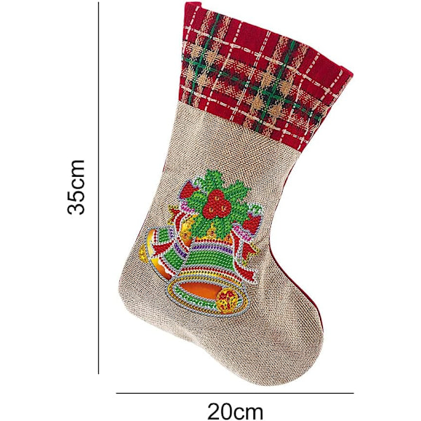 Julstrumpor Diamantmålning Kits för Vuxna Nybörjare, 4 Pack Kamin Hängande Strumpor, DIY Strassmålning Julgransprydnader Christmas 1