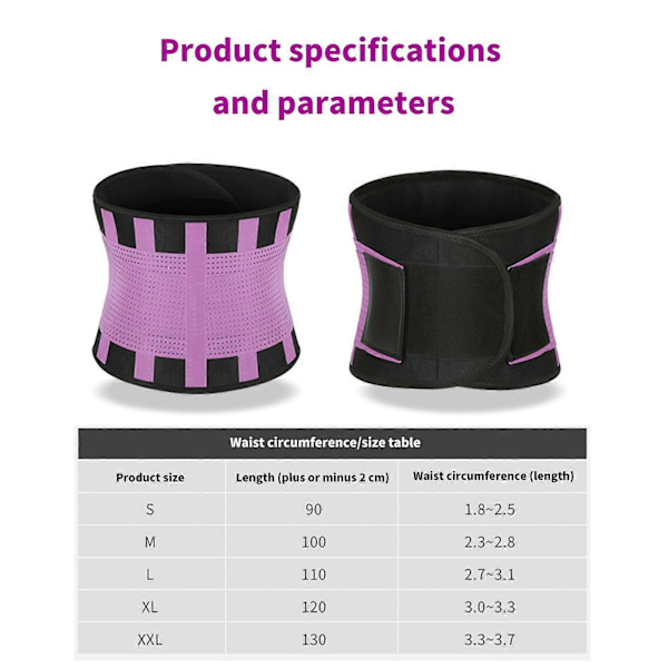 Andningsbar Midjetränare Korsett Bantningsbälte Ortopediskt Stöd Kroppsformare Bastutrimmer Light Purple XL