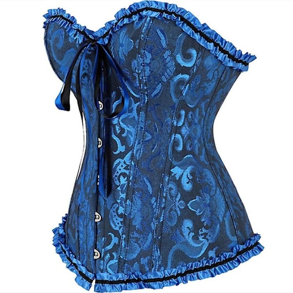 Mimigo Dame Blonde Med Snørelukning Bagpå, Stilfuld Blomstret Korset til Kvinder, Lingeri Bustier Top Plus Size BLUE L