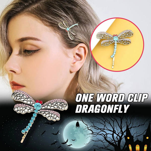Dragonfly Hårspenne Retro Hårklipp Halloween Spøkelse Mamma Retro Dragonfly Hårspenne Klipp Søt Krystall Dyr Hårspenne
