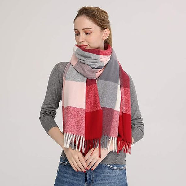 Myk Kvinner Cashmere Ull Sjal Stor Pashmina Sjal og Wrap Varmt Stjål Teppe Wine Red2