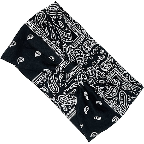 Hodebånd for voksne kvinner Boho bredt pannebånd trykte hårbånd elastisk sportshodeplagg yoga treningshode skjerf #4