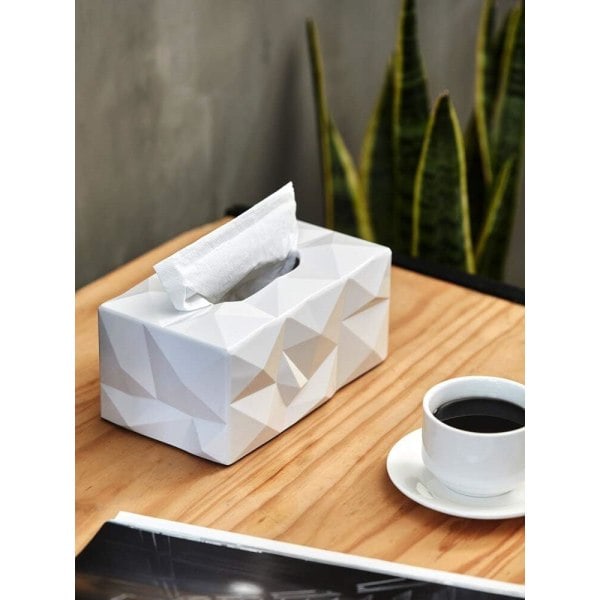 Enkel Kreativ Geometrisk Modern Rektangulär Liten Pappersbox Hushållsartiklar - Svart 21x9.5cm