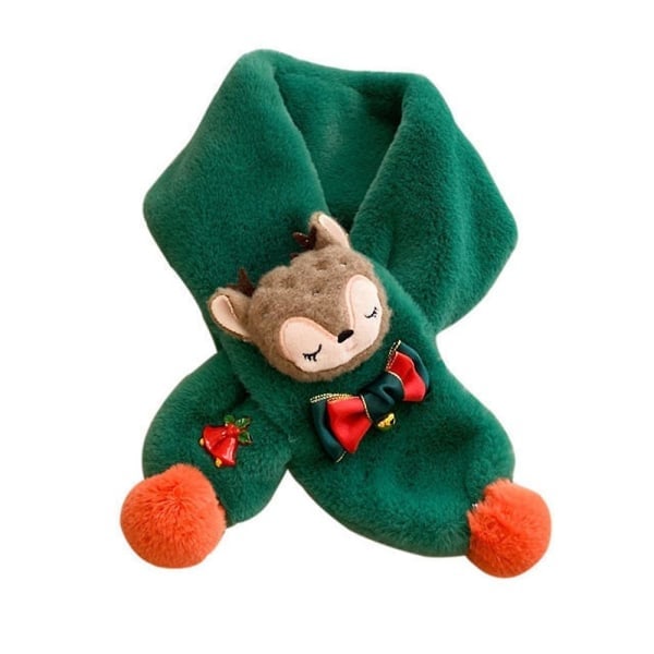 Julebarn Vinter 3D Klar Dukke Tykk Fleece Skjerf Sjal Jul Myk Plysj Halsvarmer Feriegave Til Jenter Grønn Green