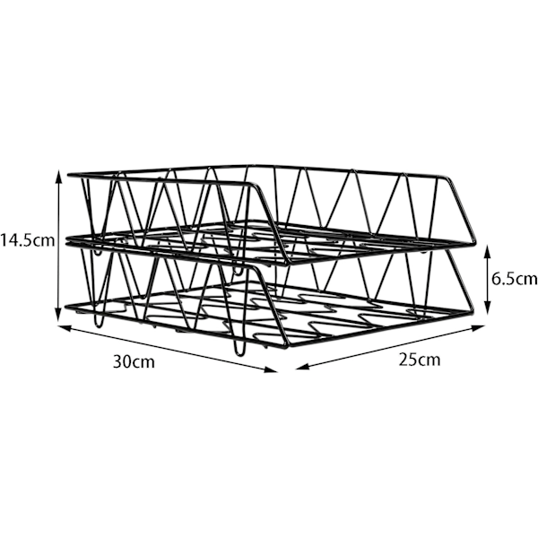 2-nivå A4 Metallstativ Stablet Kontor Skrivebord Opprydding Filholder Magasin Oppbevaring Papirarrangør Black Style 2