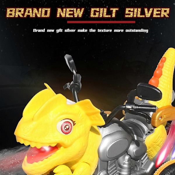 Dinosaur Motorcykel Pojkar Presenter Barn Leksak Fjärrkontroll Diy Kreativ Deformation Bil Leksaker Yellow