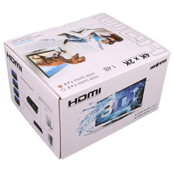 HDMI Splitter - 4 porte - 3D-understøttelse - 4K-opløsning - PC- og TV-kompatibel