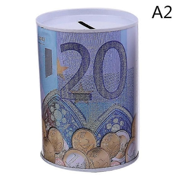 Euro Dollar Sparegris Cylindrisk Pengekasse til Møntindbetaling 7,5x11 20 Euro Appearance