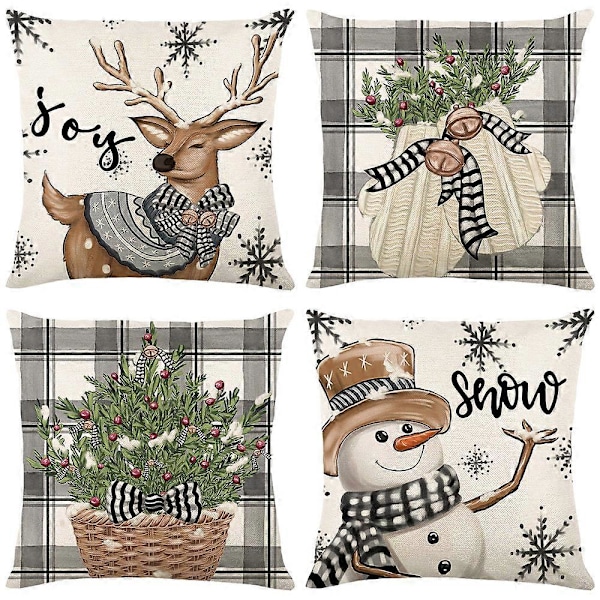 45 cm Jul Kuddfodral Jultomte Snögubbe Julgran Kuddfodral God Jul Dekor För Hemmet 2024 Noel Dekor H