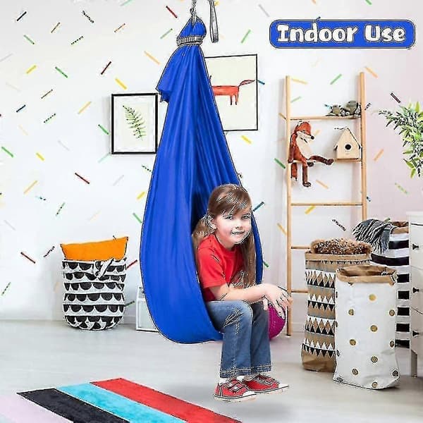 Gynge til børn, justerbar indendørs/udendørs blue 100*280cm