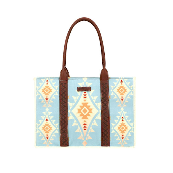 Wrangler Tote Bag Western Väskor för Kvinnor Axelremsväska Boho Aztec Handväskor NY Blue L
