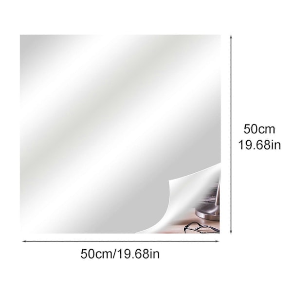 Självhäftande Akryl Spegel, Spegelplattor, Flexibla Spegelark Väggdekaler, Ramlös Spegel 50cm*50cm*0.2mm