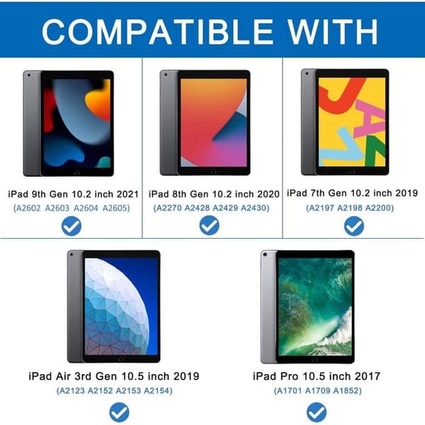 5-i-1-fodral för iPad 10.2\" (9:e/8:e/7:e) - Stötsäkert skydd, automatisk sömn/väckning, mjuk baksida, lavendel