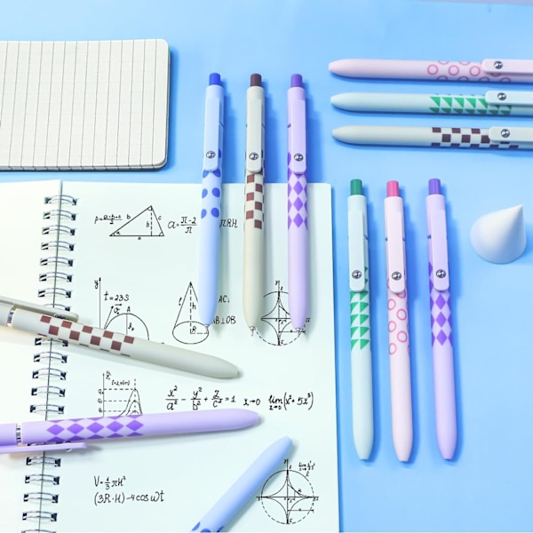 Gelpenna, 0,7 mm svart bläckpenna, indragbar fin spets, smidig skrivpenna för journalanteckningar, söta kontors- och skolmaterial, present till pojkar och flickor 5 Pcs Geometric
