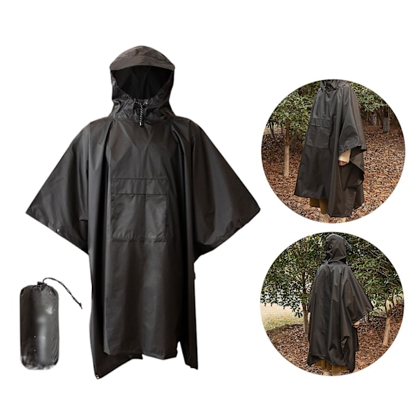 Regnponcho för vuxna, unisex, med förvaringsväska, fickdesign, justerbar dragsko i huvan, lättviktig, vattentät regnrock Army Green