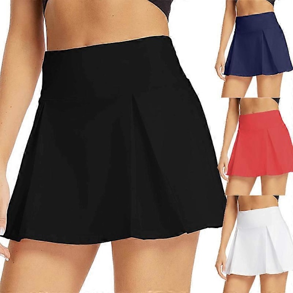 Højtaljet Badeskørt til Kvinder med Indersål Sikkerhedsshorts Strandskørt Sort S Red XL