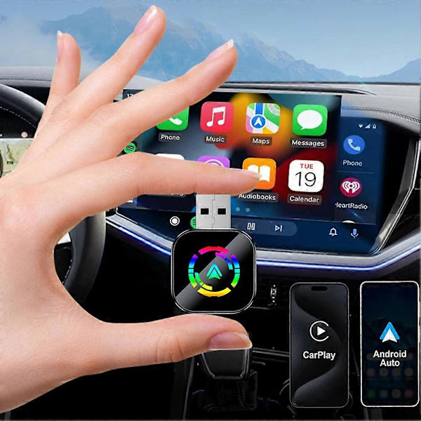 Carplays Androids Auto Boks Problemfri Trådløs Forbindelse til Sedan Bil Silver White Label