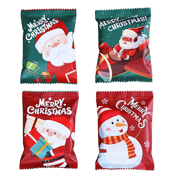 100 stk. varmeforseglede poser til cookies 3x4 små flade poser julemønster