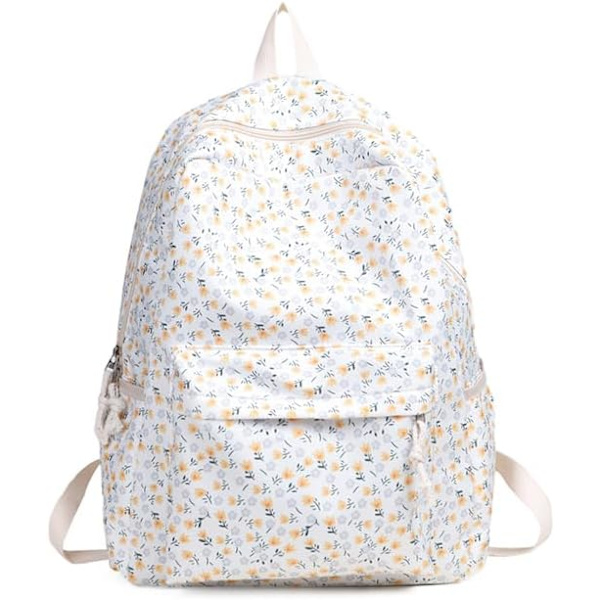 Söt Ryggsäck Estetisk Skolryggsäck - Kawaii Skolväska Blommig Preppy Ryggsäck för Skolflickor Skolväska