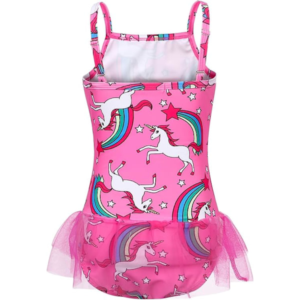 Jente Unicorn Badedrakt Badedrakt Barn Tutu Skjørt Endelt Badetøy Leotard Sommerferie Strandklær Pink 100cm