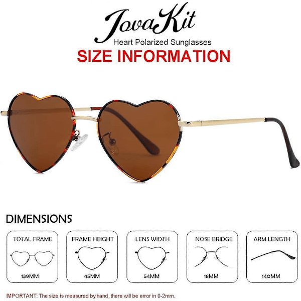 SDIGV Polariserte Hjerte Solbriller for Kvinner Mote Nydelig Stil Metallramme UV400 Beskyttelse Linse Tortoise Brown