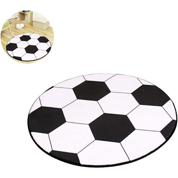 Lattiamatto 1 kpl Söpö Piirretty Jalkapallo Matto Pyöreä Jalkapallo Lasten Matto Kahvipöytä Tuolin Matto Käsintehty Matto (80cm/31.5tuumaa)