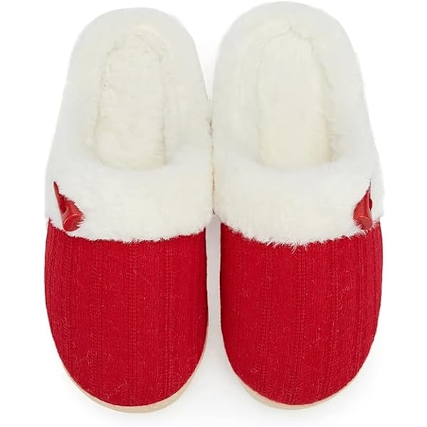 Bekväma Hemtofflor Minnesskum Fuzzy Sovrumsskor Inomhus Utomhus Halksäkra Hemtofflor Skor Red